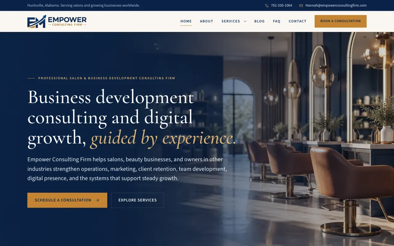 Homepage of empowerconsultingfirm.com — website built for Empower Consulting Firm
